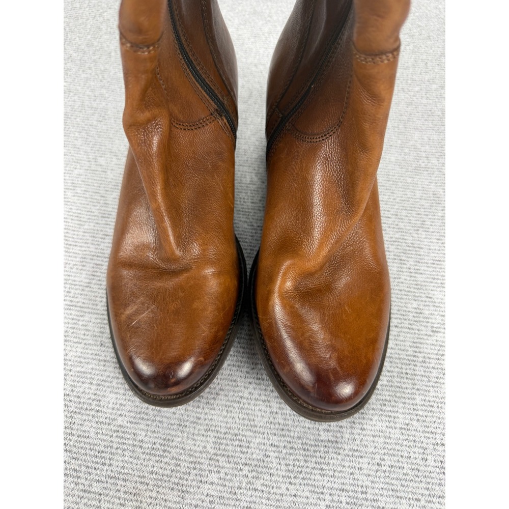 Clarks Maymie Stellar Cognac Leather Tall Riding Boots Block Heel Womens 8M - Picture 5 of 16
